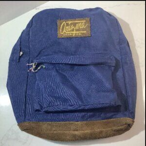 Vintage Arizona Jean Co Leather Bottom Backpack 15" x 12" Blue